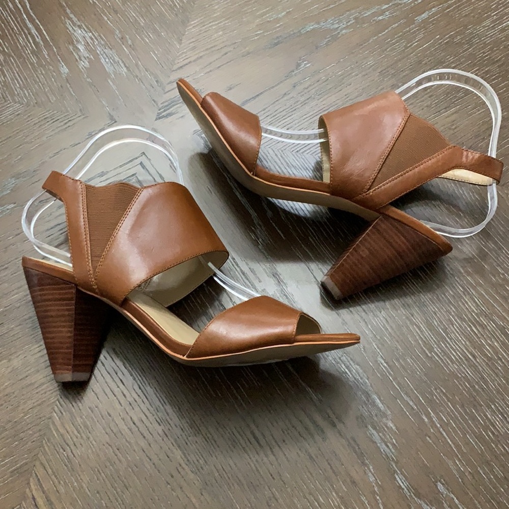 Karl Lagerfeld Paris Floquet brown strappy leather sandal heels Size 9.5M - Picture 9 of 17